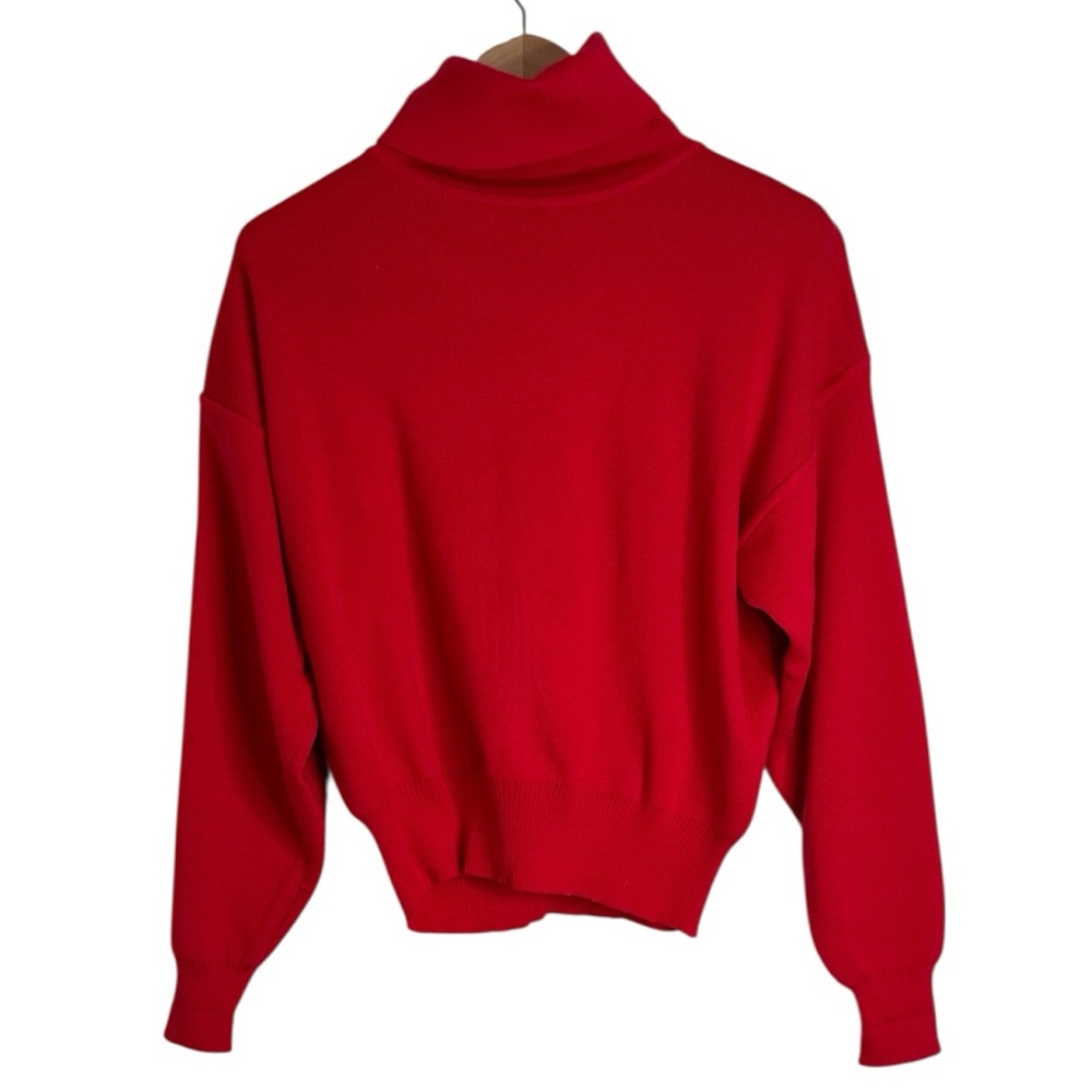 Obermeyer Vintage Ski-T Wool Blend Red Dropped Shoulder TurtleNeck Sweater sz M